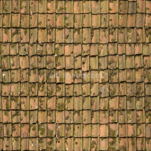 Old Worn Tiles — Worn Tiles Moss Tiles Moss Roofing — PBR seamless 3D texture