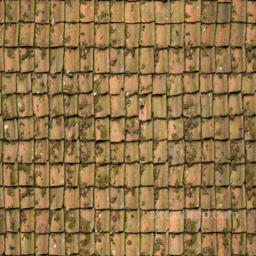 Old Worn Tiles seamless Roofing PBR texture
