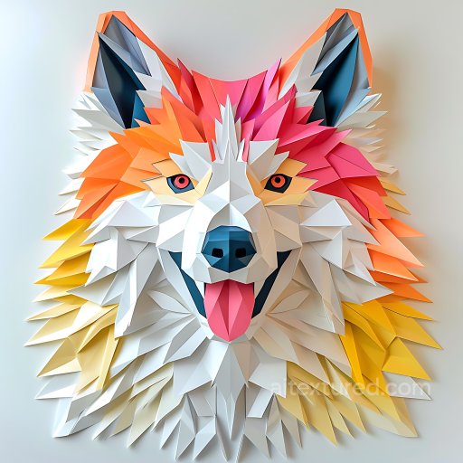 Animal - Seamless 3D PBR Texture of Origami-Inspired Canadian Eskimo Dog Fur in Bright Orange, Pin… texture preview