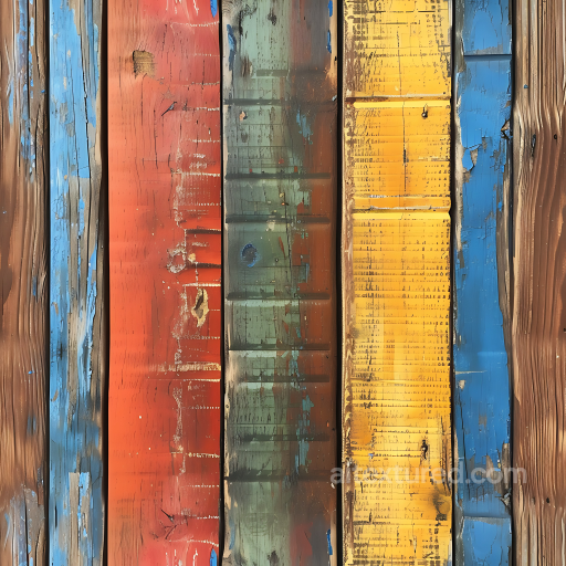 Wood PBR Texture of Rustic Painted Multicolor Weathered Planks seamless Wood PBR texture