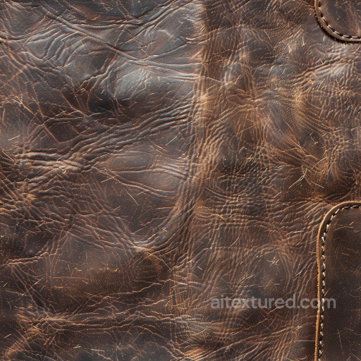 Distressed Dark Brown Leather Seamless Texture with Wrinkles and Stitching seamless Leather PBR texture