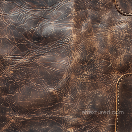Distressed Dark Brown Leather Seamless Texture with Wrinkles and Stitching Leather texture preview