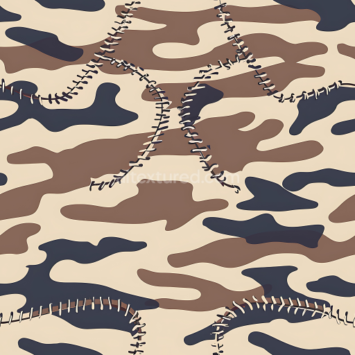 Seamless 3D PBR Stylized Desert Camouflage Texture with Stitching Details