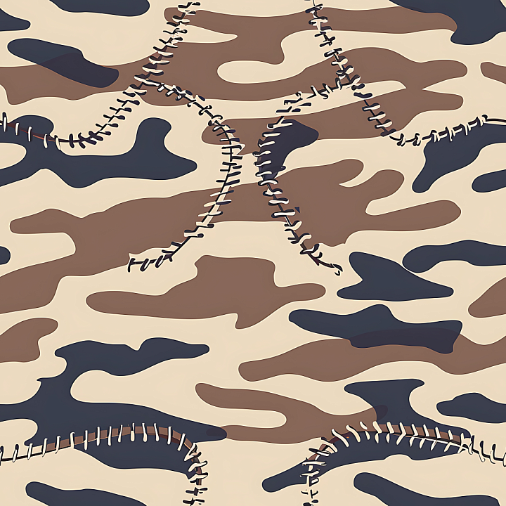 Stylized Desert Camouflage with Stitching Details seamless PBR texture preview