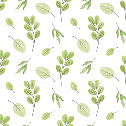 seamless Seamless 3D PBR Texture Featuring Watercolor Greenery Leaves on White Background texture 8k free download PBR