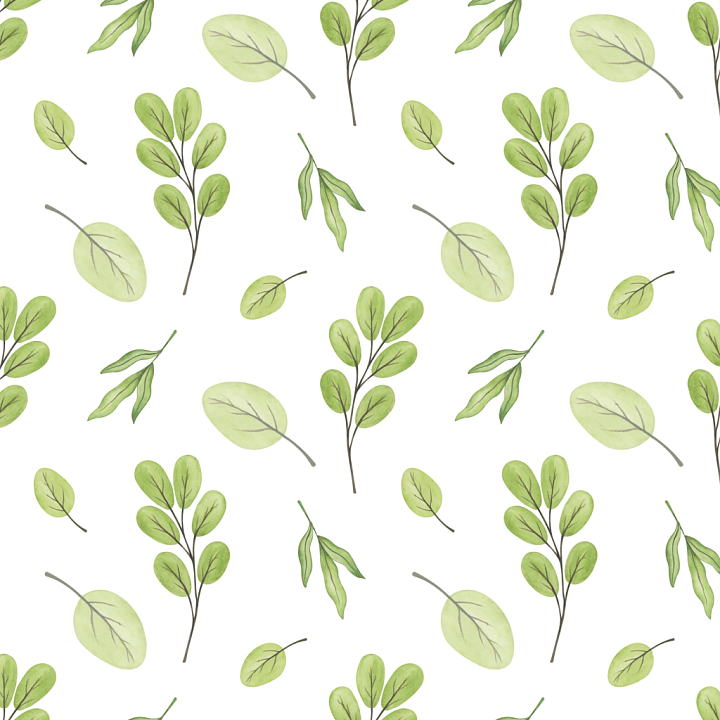Featuring Watercolor Greenery Leaves on White Background seamless PBR texture preview