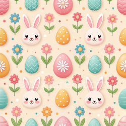 seamless Seamless 3D PBR Easter Digital Paper Texture with Bunny, Egg, and Flower Motifs texture 8k free download PBR