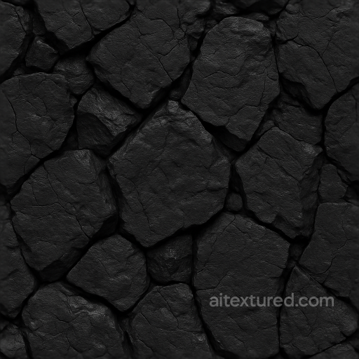 Coal Chunks Surface Fractured Deep Black seamless Coal PBR texture