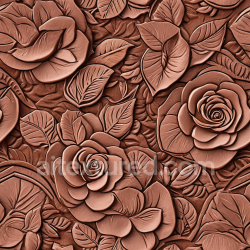 seamless Seamless 3D PBR Embossed Floral Leather Texture in Warm Brown with Detailed Leaf and Rose Patterns texture 8k free download PBR