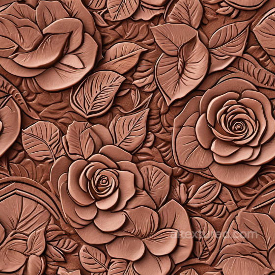 Embossed Floral Leather Texture in Warm Brown with Detailed Leaf and Rose Patterns Leather texture preview