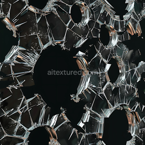 Seamless 3D PBR Texture of Broken Glass with Jagged Holes and Shards