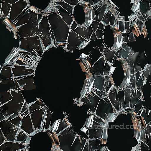 Cracked & Holes Texture of Broken Glass with Jagged Holes and Shards seamless Cracked & Holes PBR texture