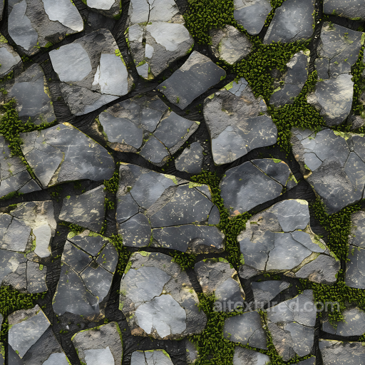 Weathered Slate Stone Ground PBR Texture with Moss Detailing seamless Stone PBR texture