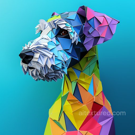Animal - Seamless 3D PBR Texture of Bedlington Terrier Origami-Style Multicolor Tiles texture preview