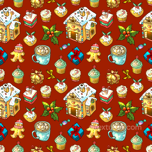 Christmas Digital Paper Texture with Festive Cookies and Gifts seamless All Christmas Digital paper PBR texture