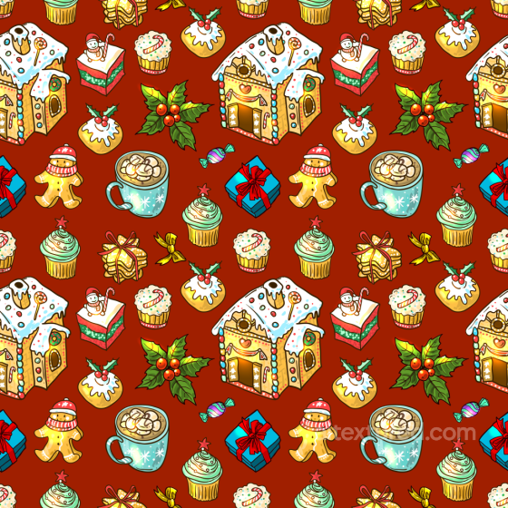 Christmas Digital Paper Texture with Festive Cookies and Gifts All Christmas Digital paper texture preview