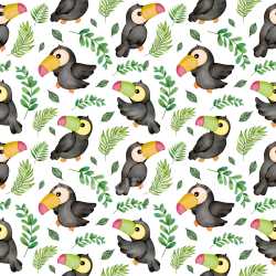 Pattern Bundle - Seamless 3D PBR Pattern Texture Featuring Playful Tropical Toucans and Green Leaves texture preview