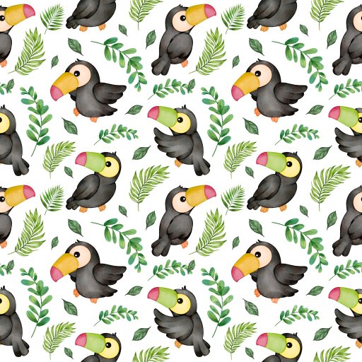 Pattern Texture Featuring Playful Tropical Toucans and Green Leaves seamless Pattern Bundle PBR texture