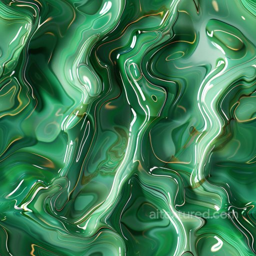 Seamless 3D PBR Texture of Green Glossy Swirling Surface with Fluid Highlights texture preview