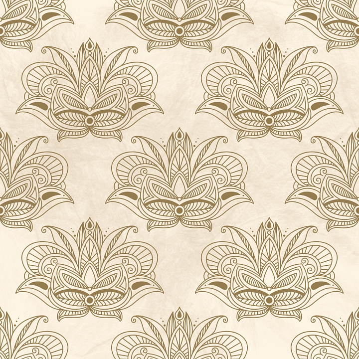 with Ornate Beige Floral Motif on Textured Background seamless PBR texture preview