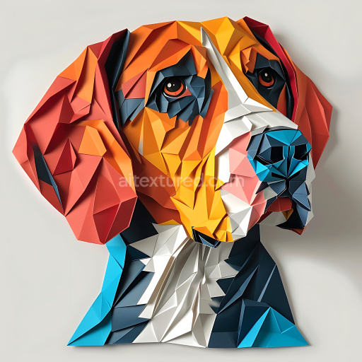 Seamless 3D PBR Texture Featuring Origami-Styled Bluetick Coonhound Colors