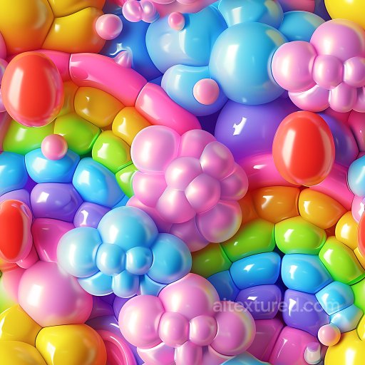 Inflated PBR Texture with Glossy Multicolor Bubble Clusters seamless Inflated PBR texture