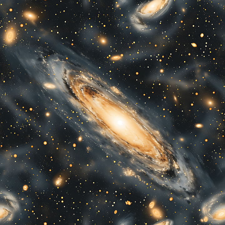 Space Featuring Glowing Galaxy Clouds and Starfield seamless PBR texture preview