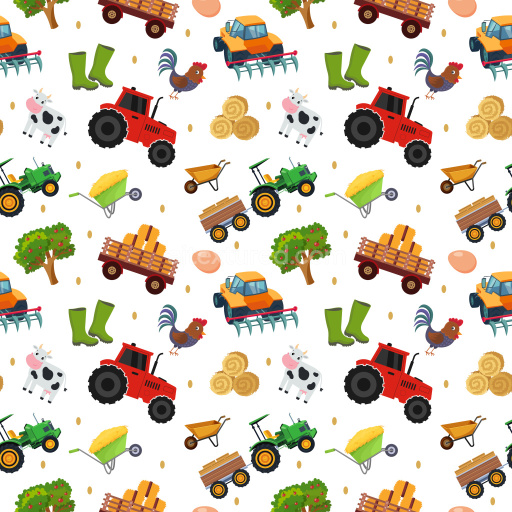 Pattern Bundle - Seamless 3D Pattern PBR Texture with Farm Animals and Agricultural Equipment Motifs texture preview