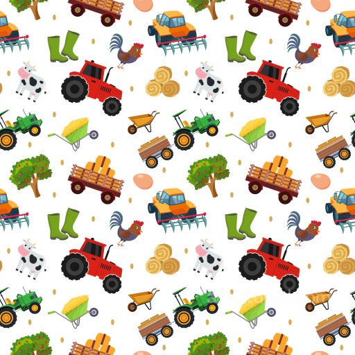 Pattern PBR Texture with Farm Animals and Agricultural Equipment Motifs seamless Pattern Bundle PBR texture