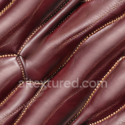 seamless Seamless 3D stitched burgundy leather upholstery PBR texture with rich grain and padded panels texture 8k free download PBR