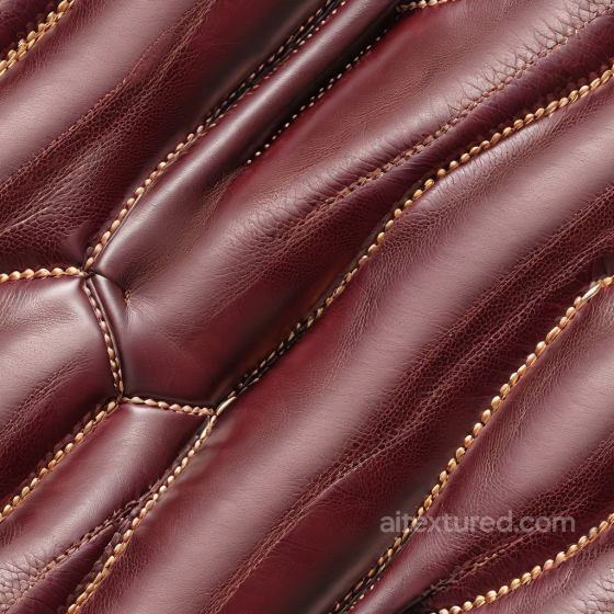stitched burgundy leather upholstery PBR texture with rich grain and padded panels Leather texture preview