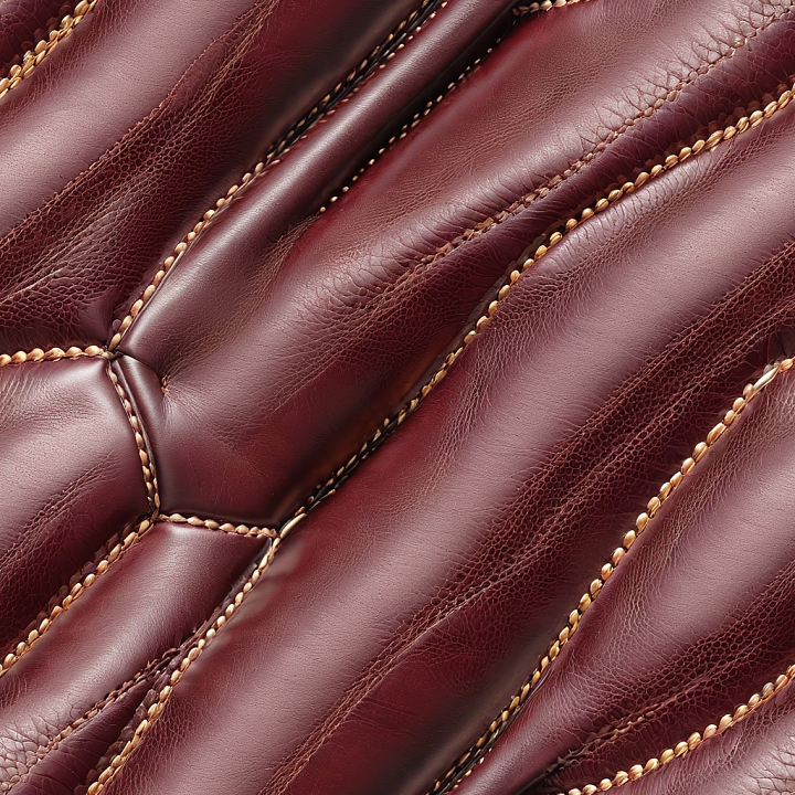 Stitched Burgundy Leather Upholstery With Rich Grain And Padded Panels seamless PBR texture preview