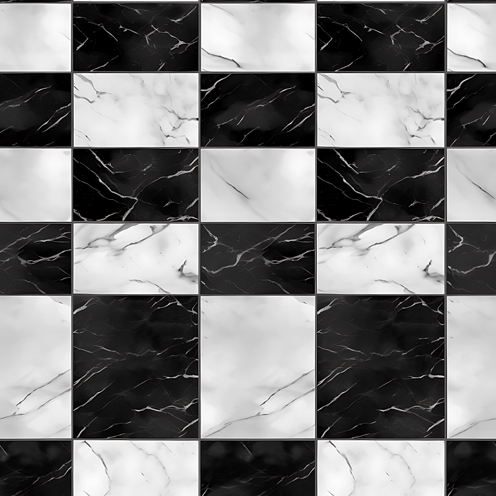 Black and White Checkered Marble Floor Tile seamless PBR texture preview