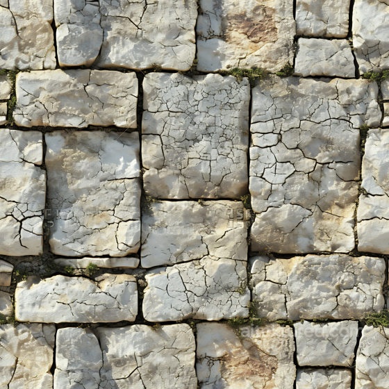 Cracked Stone Wall Texture with Weathered Mossy Blocks Stone texture preview
