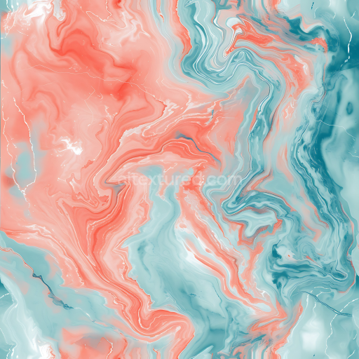 Seamless 3D Coral and Aqua Marble PBR Texture with Vivid Swirling Veins