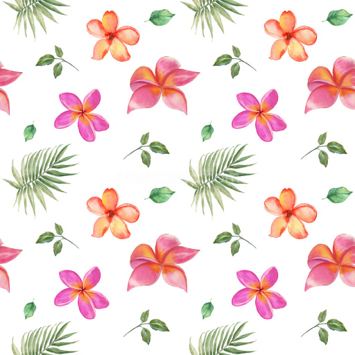 Pattern Bundle - Seamless 3D Floral Pattern PBR Texture Featuring Watercolor Tropical Flowers and Leaves texture preview