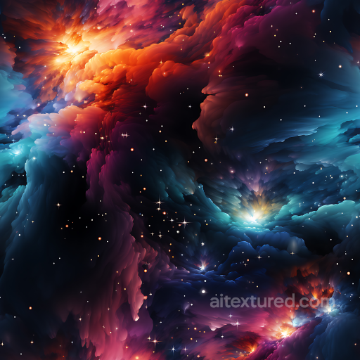Space PBR Texture Featuring Vivid Nebula Clouds and Glowing Starfield seamless Star, space, planets PBR texture