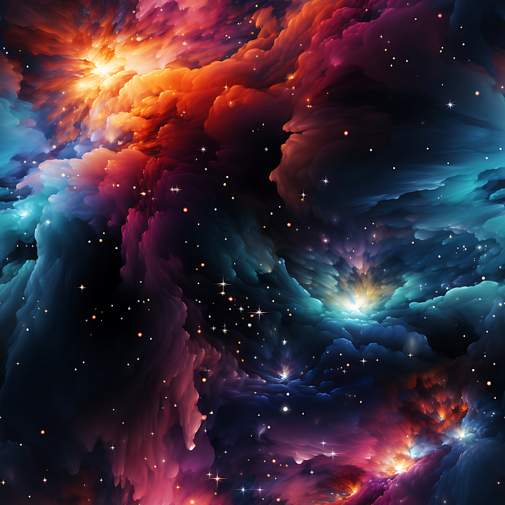 Space Featuring Vivid Nebula Clouds and Glowing Starfield seamless PBR texture preview
