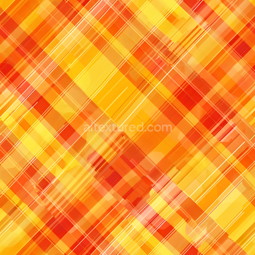Seamless 3D PBR Texture of Bright Orange and Yellow Plaid Fabric Pattern