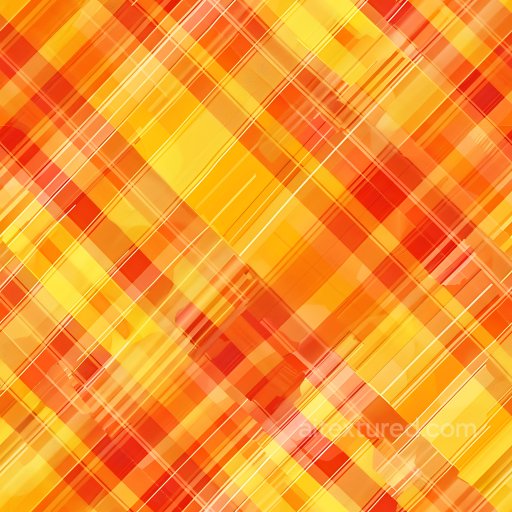 Seamless 3D PBR Texture of Bright Orange and Yellow Plaid Fabric Pattern texture preview