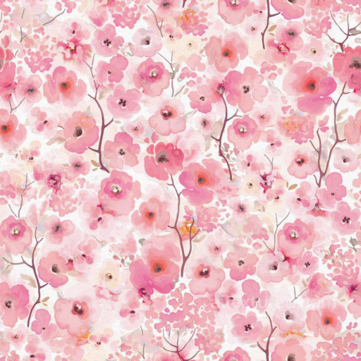 Pink Flower Watercolor Floral Fabric Texture seamless Pink Flower PBR texture