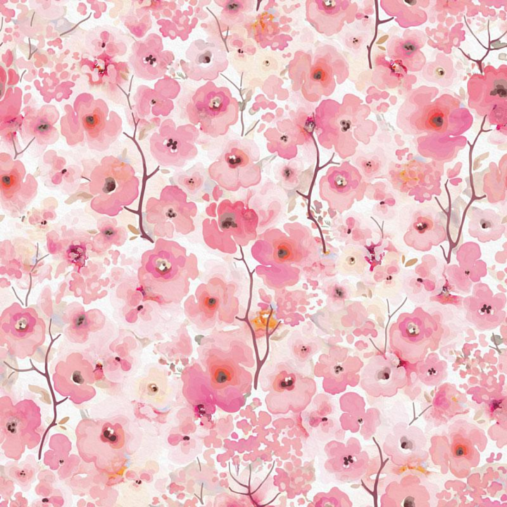 Pink Flower Watercolor Floral Fabric seamless PBR texture preview