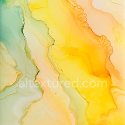 seamless Seamless 3D Alcohol Ink PBR Texture with Vibrant Yellow-Orange and Olive Fluid Waves texture 8k free download PBR