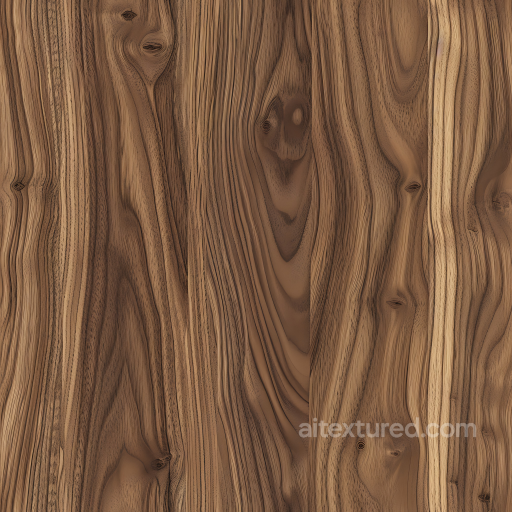 Dark Walnut Wood PBR Texture with Natural Knots and Wavy Grain seamless Wood PBR texture