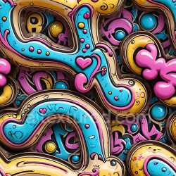 seamless Seamless 3D PBR Texture Featuring Vibrant Abstract Graffiti with Colorful Shapes and Playful Details texture 8k free download PBR