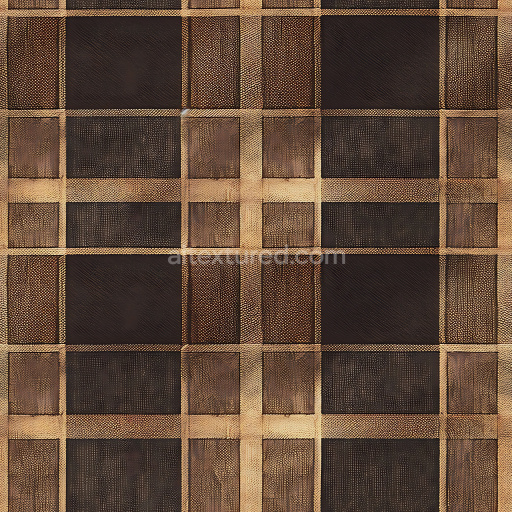 Seamless 3D Plaid Patterned Brown Metal PBR Texture with Distinct Textured Panels