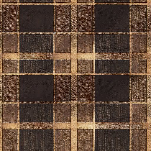 Seamless 3D Plaid Patterned Brown Metal PBR Texture with Distinct Textured Panels texture preview