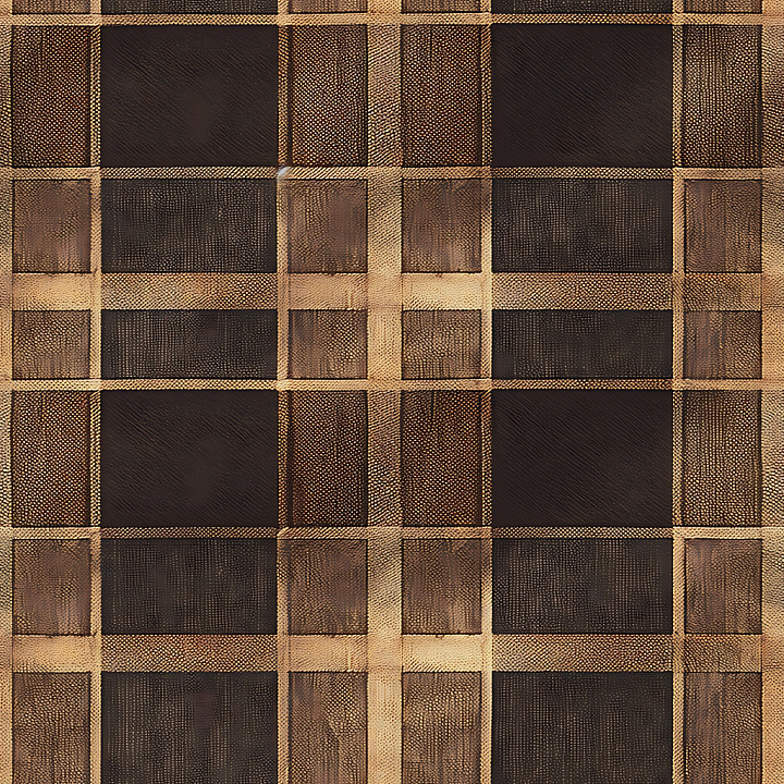 Plaid Fabric with Dark Brown and Beige Squares seamless PBR texture preview
