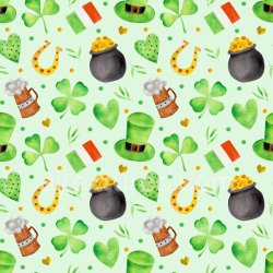 seamless Seamless 3D PBR Texture with St Patrick Icons and Watercolor Style texture 8k free download PBR