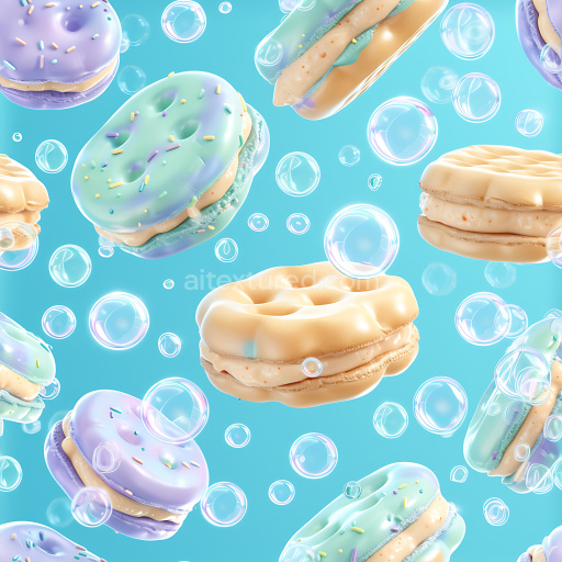 Seamless 3D Inflated PBR Texture with Soft Quilted Pillows in Pastel Blue and Beige